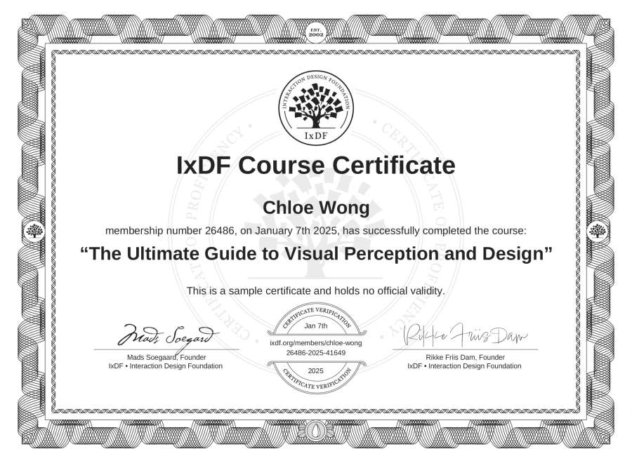 Course Certificate example