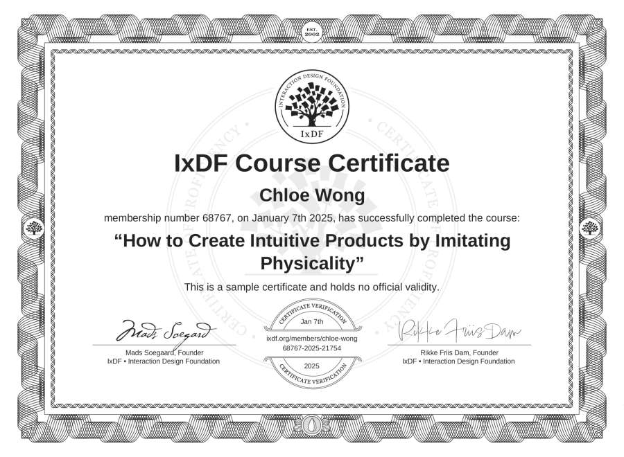 Course Certificate example