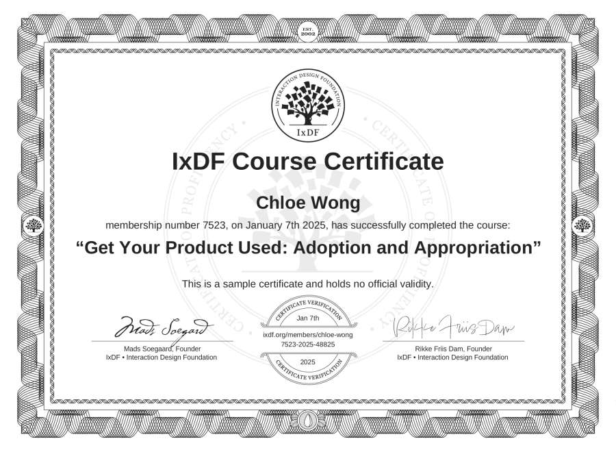 Course Certificate example