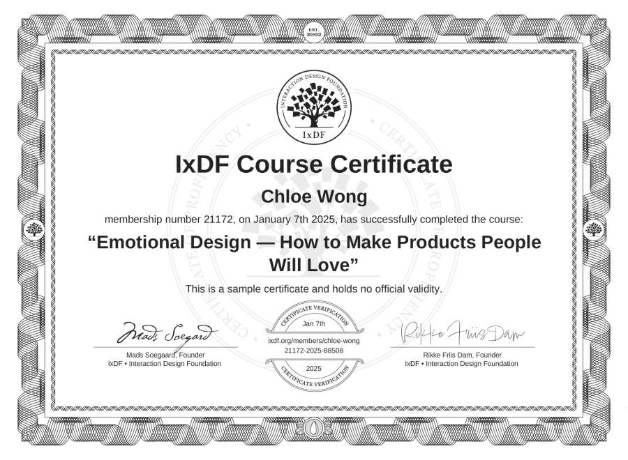 Course Certificate example