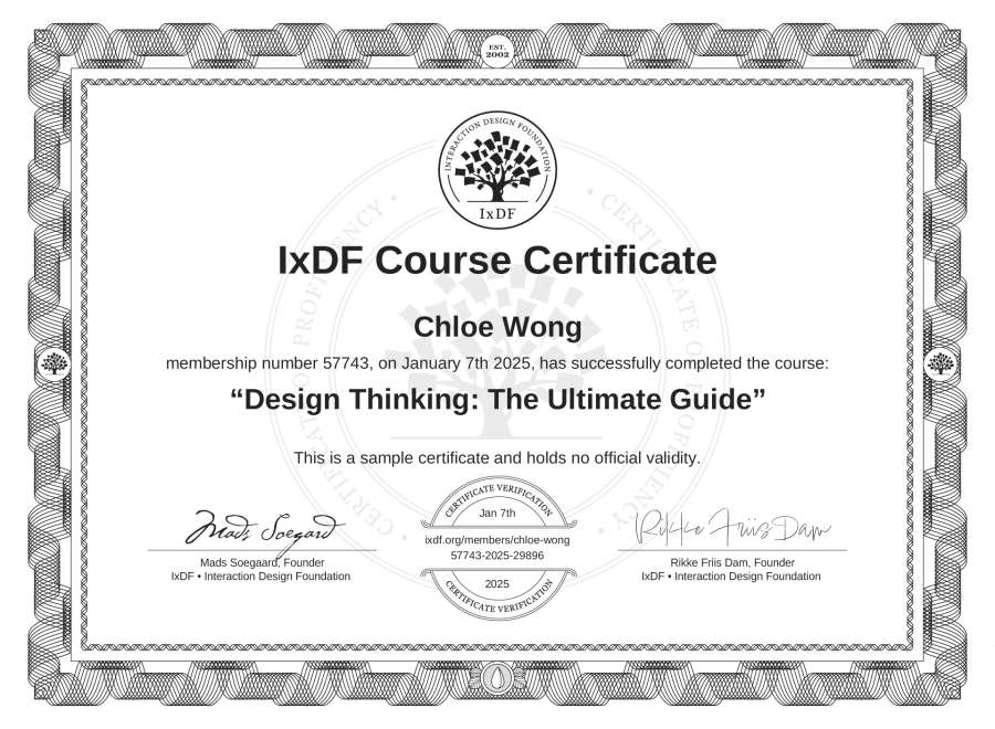 Course Certificate example